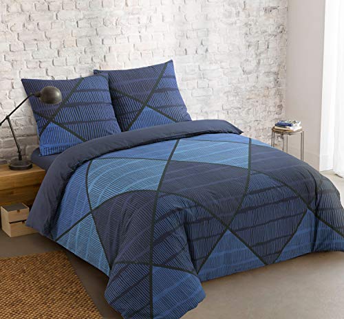 Vision - Set Copripiumino Reversibile Harold - Set Copripiumino 240 X 220 Cm Con 2 Federe Per Letto Standard Per 2 Persone - 100% Cotone