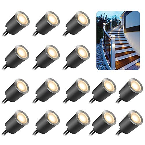 Smy 16Pcs Faretti Led Incasso Per Terrazze, Con Guscio Di Protezione, Diametro 32Mm, Luce Bianca Calda E Impermeabile Ip67, 0.6W Dc12V Faretto Da Inca