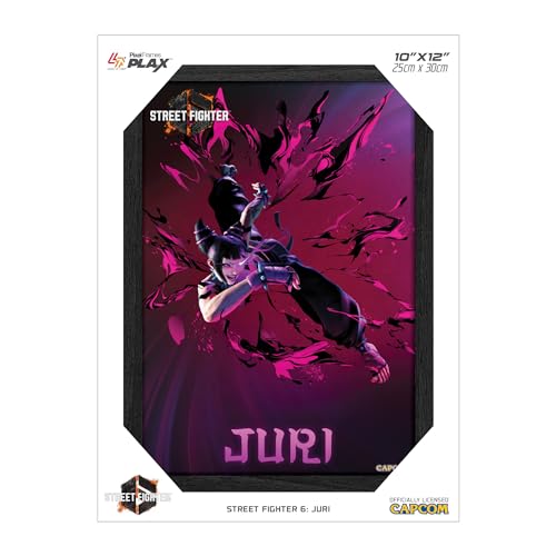 Level Up Labs Pixel Frames Plax: Street Fighter 6: Juri - Poster Lenticolare Incorniciato 3D - 25,4 X 30,5 Cm