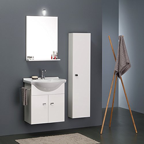 Kiamami Valentina Mobile Sospeso Da Bagno 56 Cm Con Colonna Bianca Simply