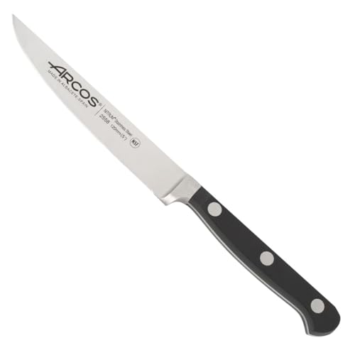 Arcos Serie Clasica, Coltello Bistecca, Acciaio Inossidabile Forgiato Nitrum 120 Mm, Manico Polioxymetilene (Pom), Colore Nero