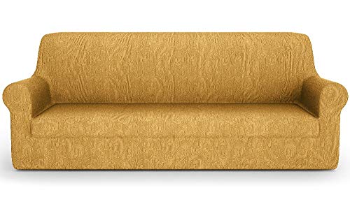 Petti Artigiani Italiani - Copridivano 2 Posti, Copridivano Elasticizzato 2 Posti, Oro, Tessuto Jaquard, 100% Made In Italy