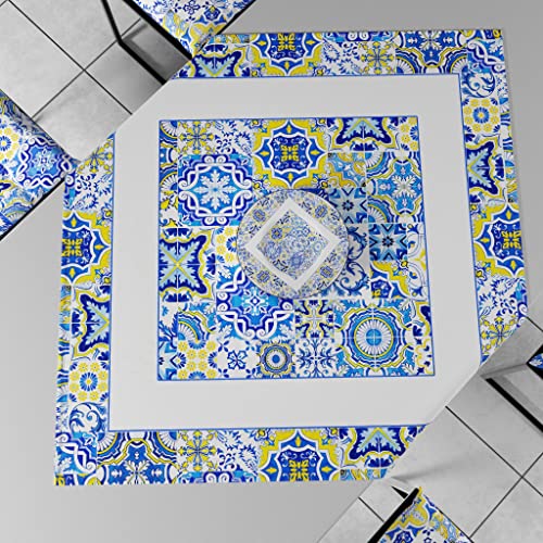 Petti Artigiani Italiani - Centrotavola, Centrotavola Cucina, Centrotavola Moderno In Stampa Digitale Vietri Blu, 100% Made In Italy