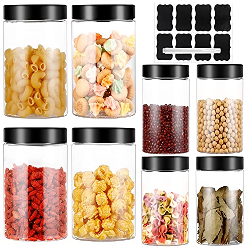 Unibaby7 8Pc Barattoli Cucina, Contenitori Alimentari, Contenitori Ermetici Plastica Trasparente, Adatto Per La Conservazione Di Caffè, Zucchero, Noci