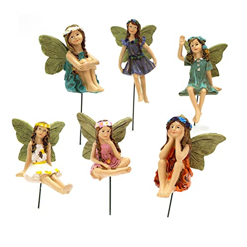 Whcctl Statuette Fate In Miniatura, 6 Pezzi Statua Di Fata In Resina In Miniatura, Accessori Giardino Fatato, Mini Ornamenti Fatato Figurine All'Apert