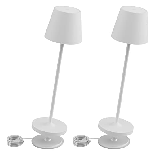K-Bright 2 Pezzi Lampada Led Dimmerabile Da Tavolo In Alluminio, H38Cm,Ricaricabile Colore Luce Calda Per Interni/Esterni Lampada Da Tavolo Con Base D