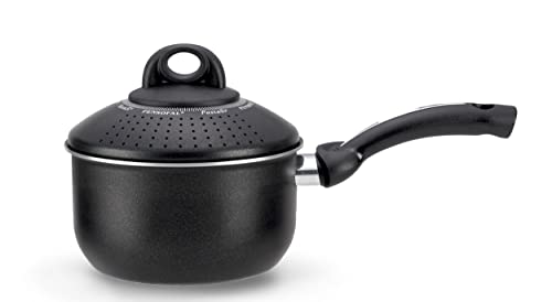 Pensofal, Pentola Per Pasta, Alluminio Con Rivestimento Antiaderente, Diametro 16 Cm, 1.5L, Manico In Bakelite, Adatta All'Induzione, Effetto Pietra,