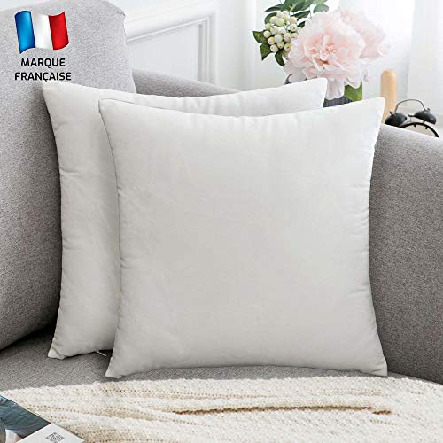 Douceur De Plumes Set Di 2 Federe Cuscini 50X50 Bianco Decorativi In ​​Velluto Tinta Unita, Federa Moderna Quadrata Morbida, Soggiorno Camera Letto Di
