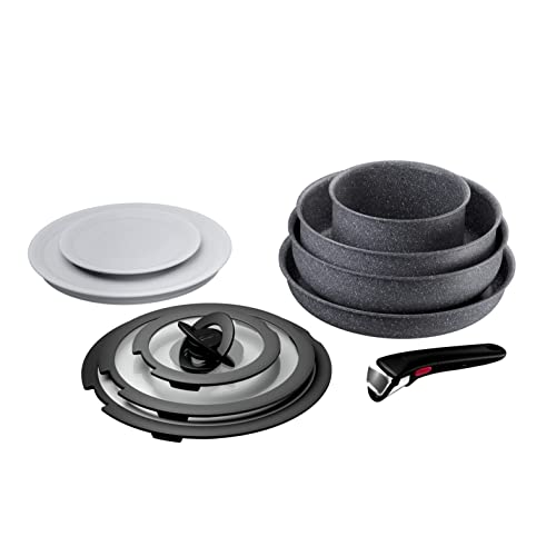 Lagostina Ingenio Mineralis Eco Set Padelle Antiaderenti In Alluminio 100% Riciclato, Adatto All’Induzione, 10 Pezzi, Casseruola 16Cm, Padella 28Cm, T