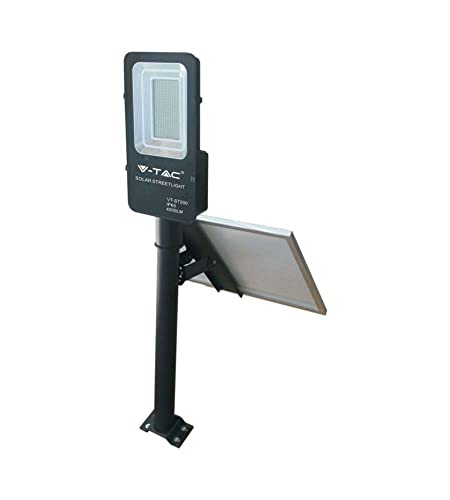 V-Tac Vt-St-200 Armatura Stradale Led 50W Autoalimentato Nero Con Pannello Solare E Telecomando 6000K Ip65 – Sku 95509