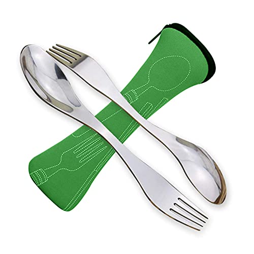Posate Da Campeggio Inox Spork Portatile Spoon Fork Per Tavolo Casa Campeggio 2 Pezzi