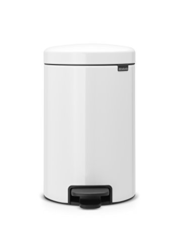 Brabantia Pedal Bin Newicon Pattumiera A Pedale, Secchio Interno In Metallo, Bianco, 12 Lt