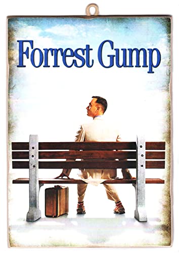 Kustom Art Quadro Quadretto Stile Vintage Attori Famosi Tom Hanks In Forrest Gump. Stampa Su Legno - 17 X 24 Cm.