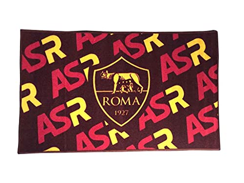 Hermet A.S. Roma | Tappeto Con Antiscivolo | 70X110 | Giallo-Rosso | Prodotto Ufficiale