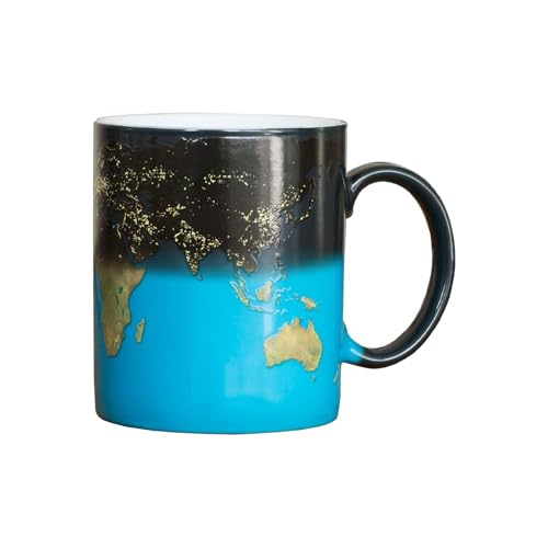 Mad Monkey Tazza Con Mappa Del Mondo - Tazza Che Cambia Colore Giorno E Notte