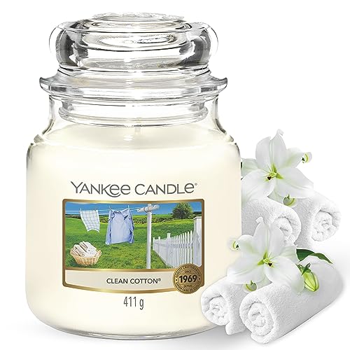 Yankee Candle Candela Profumata | Candela Giara Grande Clean Cotton | Candele A Lunga Combustione: Fino A 75 Ore | Candele Profumate - Il Regalo Perfe