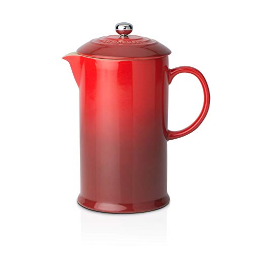Le Creuset Coffee Press In Gres Vetrificato Con Pressa In Acciaio Inox, 1 L, Ciliegia, 91028200060000