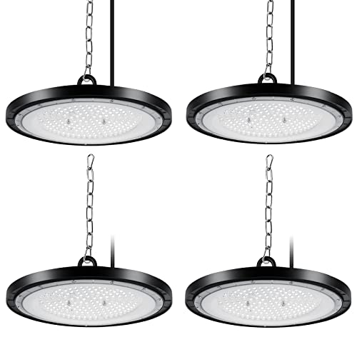 Chedux 4 Pcs 200W Faretto Led Ufo, 20000Lm Ufo Lampada Da Officina, 6500K Bianco Freddo Led High Bay Light, Ip65 Impermeabile Led Industriale Faretto 
