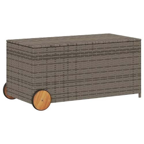 Vidaxl Contenitore Da Giardino Con Ruote Grigio 190L In Polyrattan