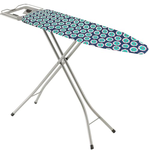 Paluplus Asse Da Stiro Pieghevole, Misura 130X33X86 Cm, Altezza Regolabile In 7 Posizioni, Tavola Da Stiro Salvaspazio Con Poggia Ferro Da Stiro, Copr
