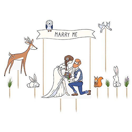 Cake Topper Marry Me Sposi Sposini Con Animali Della Foresta