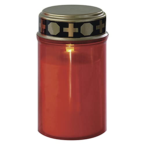 Emos Dccv19, Lumino Per Cimitero A Led, Con Timer, Ip44, Impermeabile, Per Esterni, Luce Cimiteri, A Batteria Rossa, 1.500 Ore Di Durata