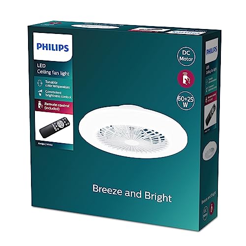 Philips Led Amigo Lampada Da Soffitto Con Ventilatore, Sceneswitch, 25W+60W, Telecomando Incluso, Bianco