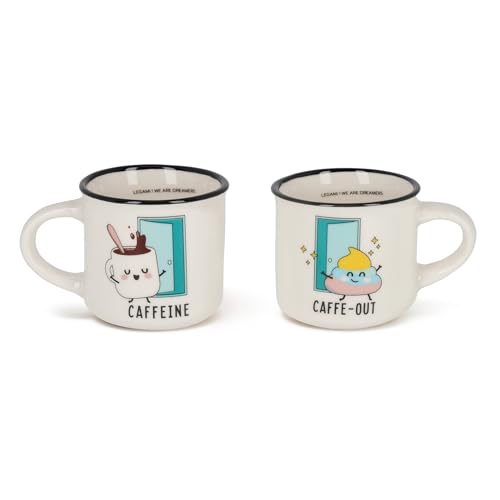 Legami - Tazzine Da Caffè Espresso For Two, Set Da 2 Coffee Mug In Porcellana New Bone China, Tazza Caffè Lavabile In Lavastoviglie, Tema Poo, Diametr
