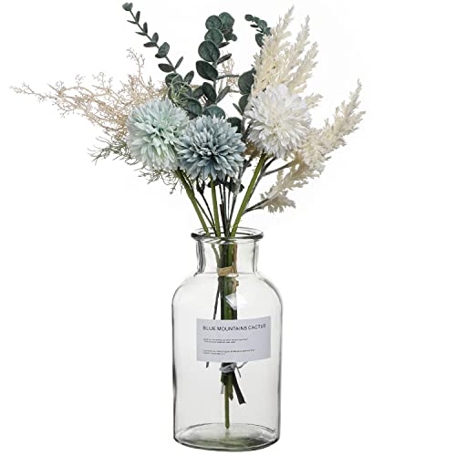 Huaao Fiori Artificiali Finti Di Seta, Piante Bouquet Fiori Artificiale Crisantemo E Eucalipto, Composizione Floreale, Decorazione Interni Per Centrot
