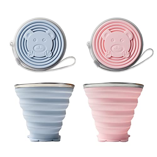 Na 2 Bicchieri Pieghevoli, In Silicone, Pieghevoli, Senza Bpa, Pieghevoli, Con Coperchio In Plastica, Per Picnic, Campeggio, Escursioni, Viaggi, Blu