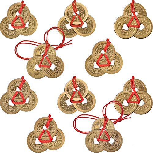 Boao Monete Cinesi Di Fortuna Monete Di Feng Shui Moneta Di I-Ching Monete Tradizionali Con Filo Rosso Per Ricchezza E Successo, 5 Stili (10)
