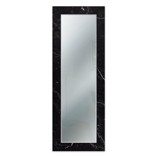 Lupia Specchio Da Parete Lungo Moderno Mirror Fantasy Marmo Nero 44X127 Cm Con Cornice Stampata, Specchiera Per Camera Da Letto, Soggiorno, Ingresso