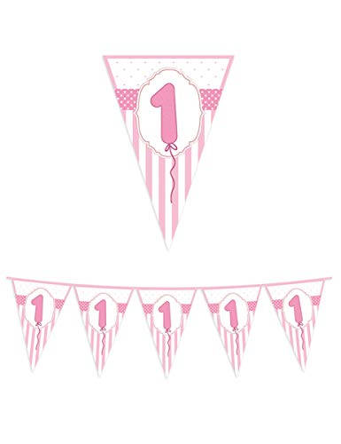 Festone Bandierine Primo Compleanno Rosa 6 Metri Festa Party Decorazione
