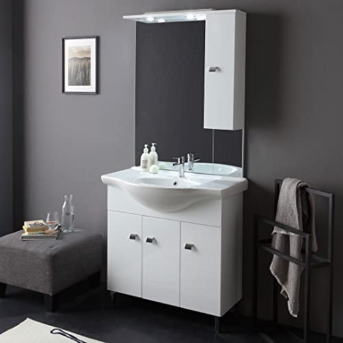 Kiamami Valentina Mobile Bagno A Terra 85Cm Bianco Lucido Smeraldo