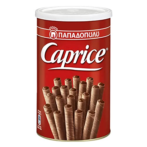 Papadopulos Caprice, Irresistibile Dolce Della Tradizione Greca, Delizioso Wafer Arrotolato E Ripieno Di Golosa Crema Alle Nocciole, Latta Da G, 400 G