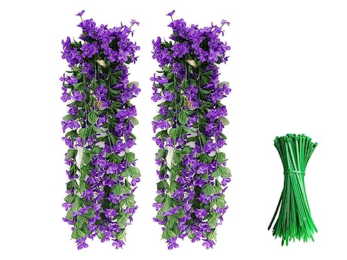 Hitopin 2Pcs Fiori Finti Da Esterno, Ghirlanda Fiori Artificiali, Fiori Artificiali Pendenti Pianta, Fiore Di Piante Per Decorazioni, Per Decorazioni