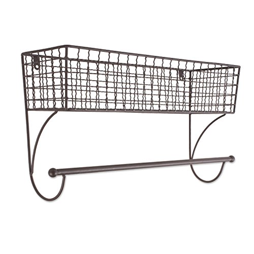 Home Traditions - Mensola Da Parete In Metallo Rustico Con Barra Porta Asciugamani, Grande