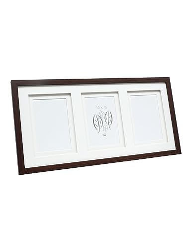 Deknudt Frames S65Kq3-10.0X15.0 - Cornice Portafoto In Legno Per 3 Foto, Con Doppio Passepartout, Colore: Marrone 48,5 X 24,5 X 2,3 Cm