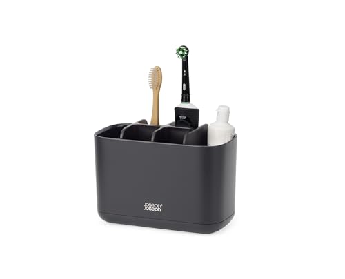Joseph Joseph Easystore Porta Spazzolino E Dentifricio, Compatibile Con Spazzolini Elettrici E Tradizionali, 6 Scomparti, Contenitore Da Bagno Smontab