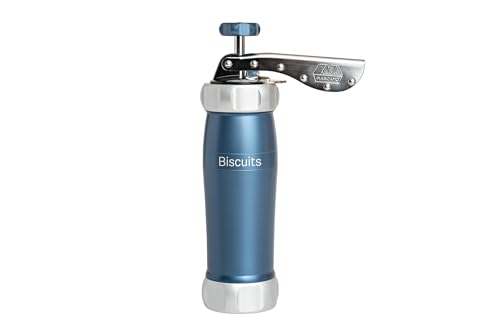 Marcato Sparabiscotti. Macchina Per Biscotti Biscuits Powder Blu. Alluminio Anodizzato. Diverse Forme. 25X10X5 Cm. Facile Da Usare