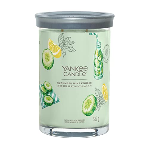 Yankee Candle Candela Profumata Signature | Candela Grande In Bicchiere Refrigerante Alla Menta E Cetriolo Con Doppio Stoppino, Candela A Combustione 