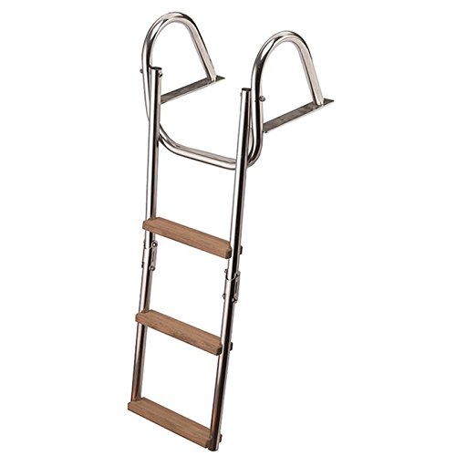 Scala Scaletta In Acciaio Inox 3 Gradini In Legno Teak Per Barca Gommone 86 Cm