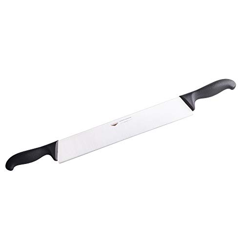 Paderno Coltello Per Formaggio In Acciaio Ice Hardening A Due Manici, Manici In Polipropilene Nero, Lunghezza Lama 36 Cm