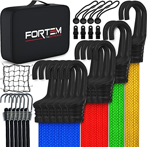 Fortem Corde Elastiche Con Ganci Per Portapacchi, Confezione Multipla Da 32 Corde Elastiche, Mini Corde Elastiche Per Teloni, Ganci In Metallo Rivesti