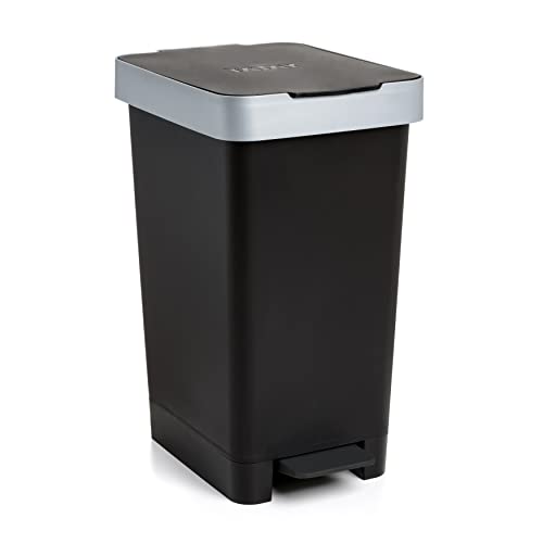 Tatay Pattumiera Smart, 25L Di Capacita, Pedale Retrattile, Polipropilene, Senza Bpa, Sacco Della Spazzatura Da 30 Litri, Nero, Misure 26 X 36 X 47Cm