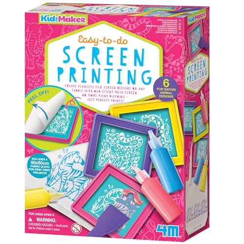 4M Kidzmaker - Kit Per Serigrafia Su Tessuto, Facile Da Fare, Per Bambini E Bambine, Dai 5 Ai 14 Anni