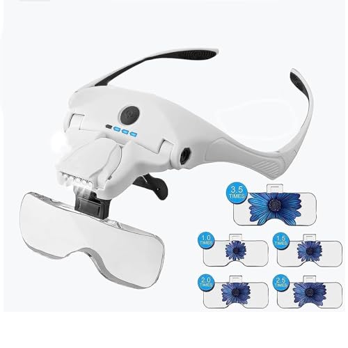 Esynic Lente Di Ingrandimento Luminosa Con 5 Lenti A Led Luce Regolabile Mani Libere Occhiali Ingrandimento Professionali Con Batteria Ricaricabile Us