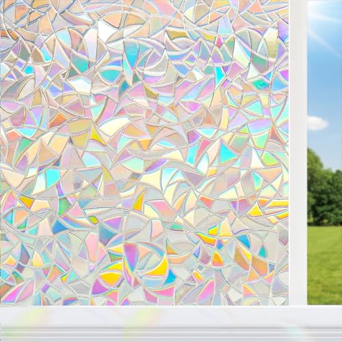 Alyvisun Pellicola Vetri Finestre Privacy Effetto Arcobaleno 90X220Cm, Pellicola Per Finestre Autoadesiva Con Aderenza Statica, Anti-Uv Pellicola Deco