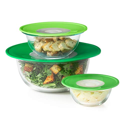 Oxo Good Grips-Set Di 3 Coperchi In Silicone Riutilizzabili E Paraschizzi Coperchio, Verde, Set, 3 Unità