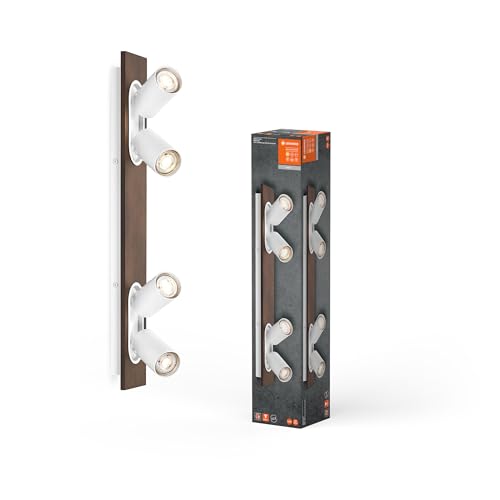 Ledvance Decor Spot Mercury, 4 X 3,4 W, 920 Lm, Aspetto Legno, Bianco, Faretto, Teste Orientabili, Versatile, Faretto Per Interni, Lampade Led Sostitu